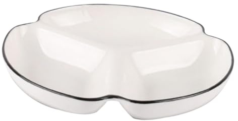 Homoyoyo Piatto in Ceramica Bianco 3 Scomparti per Controllo Porzioni e Facile Pulizia, per Aperitivi e Insalate Durante Feste e Ristoranti