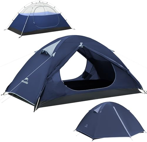 Naturehike Bleik Ultralight - Tenda a cupola, impermeabile, 3000 mm, per 2-3 persone, leggera, per campeggio, escursioni e trekking (blu/3 persone)