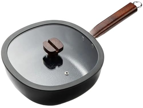 Opatiny Padella wok quadrata martellata, 24 x 18 x 9 cm, in ferro e titanio, per friggere, soffriggere e friggere, superficie di cottura sana non rivestita, colore: nero