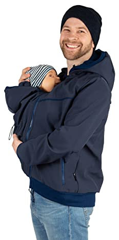 Viva la Mama - Männerjacke zum Babytragen Vorn, Allwetter, Softshell - EXPLORER - marine - L