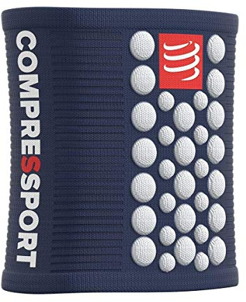 Compressport - Serre-Poignet Multisport - Sweatbands 3D.Dots - Serre-Poignet Anti-Transpiration - Propriétés Ultra-Absorbantes - Fibres à Séchage Rapide, mixte adulte, Bleu/Blanc, Taille unique