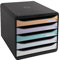 Exacompta 3094296D Premium Ablagebox mit 5 Schubladen für DIN A4+ Dokumente. Belastbare Schubladenbox aus 100% Recycling-Kunstsoff Blauer Engel Big Box Plus Horizon Schwarz|Aquarell