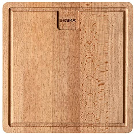 Boska Dining Board Amigo S/Servierbrett/Europäisches Buchenholz/Dinnerbrett mit Auffangrinne / 23x23 cm