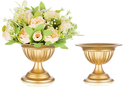 Sziqiqi Jarrones de Metal Dorado para Flores, 2 jarrones pequeños Vintage para decoración de Boda, Mini arreglos Florales, jarrón de Mesa, Maceta para Bodas, Fiestas, centros de Mesa