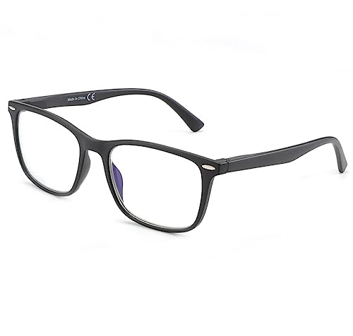 ZENOTTIC Lunettes Loupe Homme Anti-Lumière Bleue Lunettes de Lecture à Monture Rectangulaire Légère Filtre UV Protection Yeux avec Étui à Lunettes Branches à Ressort 2,0