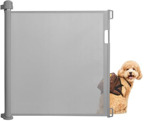XINZI Trappskyddsgaller, 0–150 cm, utdragbar trappskyddsgaller för barn, katt, husdjur, PVC-skyddsgaller för trappor, dörrar, kök, inomhus och utomhus (grå)