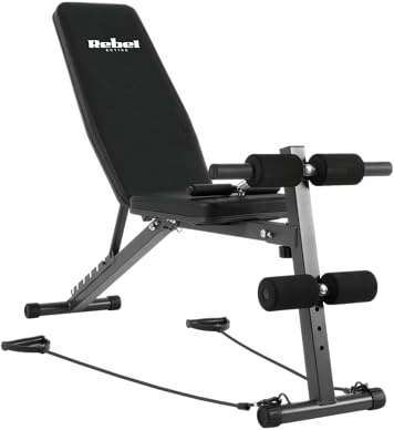 Banc de musculation incliné réglable avec blocage des jambes et bandes élastiques Rebel Active RBA-2003