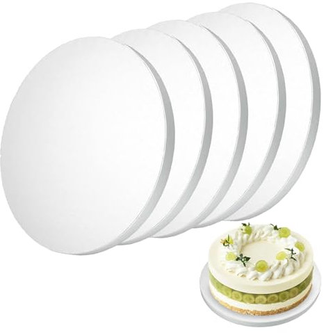 quiodok 5 Pezzi Sottotorta Tondo Cake board 25cm/10 Pollici Sotto Torta Rotondo Base per Torta in Cartone Riutilizzabili Base Torta Cartone per Matrimoni, Compleanni, Feste