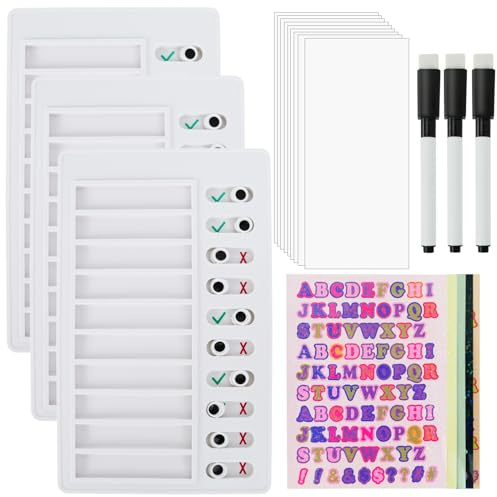 3 Piezas Tablero Lista de Verificacións, Tabla Tareas Diarias Niños con 10 Papeles en Blanco, 5 Pegatinas, 3 Rotulador para Pizarra Blanca, Reutilizable Tabla Planificador para Hogar, Escuela