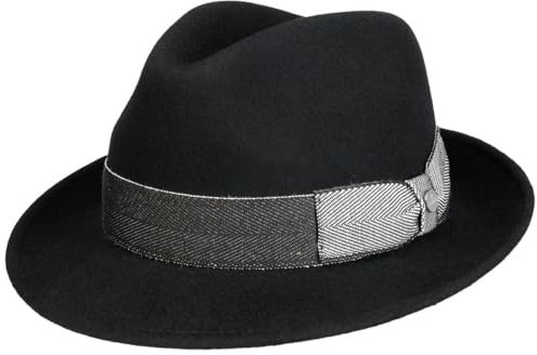 LIERYS Uni Bogart Wollhut Fedora mit Ripsband Made in Italy Unisex Herbst Winter schwarz S (54-55 cm)