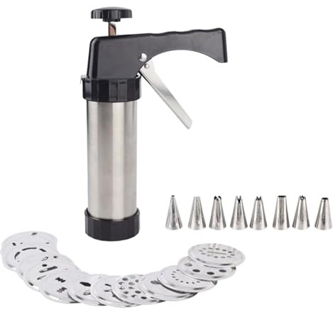 Pistola per biscotti - Macchina per biscotti | Pressa per biscotti in acciaio inossidabile | Pistola per biscotti | Forniture per la cottura | Pistola per decorare crema per biscotti, per dessert, tor