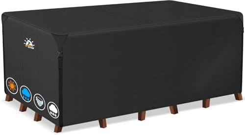 Zettum 190 x 140 x 73 CM Funda para Muebles de Jardín, Impermeable Funda Mesa 600D Oxford en Revestimiento de PU, Tela Protector para Rectangular Mesa Anti Viento Cubierta Mesa Anti-UV