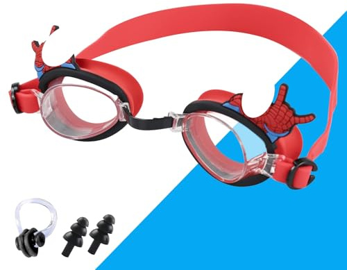 Saier tbo Occhialini da Nuoto per Bambini, Occhialini da nuoto Anti-appannamento Regolabile con Tappi per le Orecchie Clip per Naso Occhialini Piscina Silicone per Ragazzi Ragazze 3-12 Anni