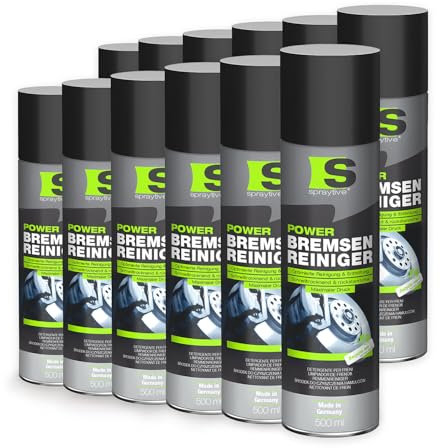 Spraytive 12 x 500ml Power Bremsenreiniger Spray - Hochwirksamer Industriereiniger und Kaltreiniger: Entfernt Schmutz, Öl, Fett, Rost und Bremsflüssigkeit – Made in Germany