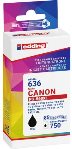 edding Druckerpatrone ersetzt Canon PG-560 XL Kompatibel Schwarz EDD-636 18-636