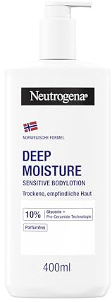 Neutrogena Formula norvegese Deep Moisture Sensitive Lozione per il corpo (400 ml) per pelli secche e sensibili con 10% glicerina + tecnologia Pro-Ceramide