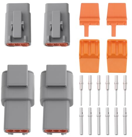 EMSea 4 Pezzi Da Kit Di Connettori Maschio E Femmina A 3 Pin Della Serie DTM Con Cunei Di Bloccaggio E Terminali DTM04-3P DTM06-3S