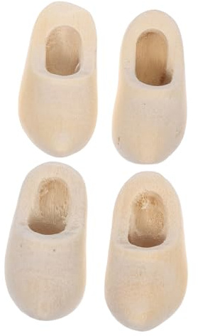 UPKOCH 2 Pares Mini Zapatitos de Madera sin Pintar para Casa de Muñecas de Zapatos de Madera Miniatura para Decoración DIY