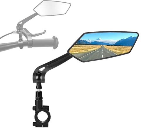 Ruimooto Specchietto retrovisore per bicicletta dritto, pieghevole e girevole a 360°, per la sicurezza, specchietto retrovisore universale per manubrio con visione senza distorsioni per bicicletta