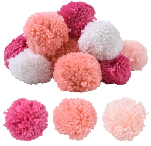 SUNNYCLUE 4 pompón Rosa de 70mm para Manualidades, Pompones de Hilo Suave Y Esponjoso, grandess Y Redondos, de Felpa, para Decorar Sombreros, Zapatos, Bufandas, Bolsos Y Accesorios.