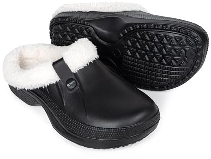 HEYO HKO03 Sabots doublés pour homme et femme Pantoufles d'hiver légères et imperméables, Noir , 45 EU