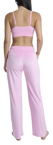 Juicy Couture Women's Velvet Fleece Lounge Pajama Pant with Rhinestones, Summer Lotus, S