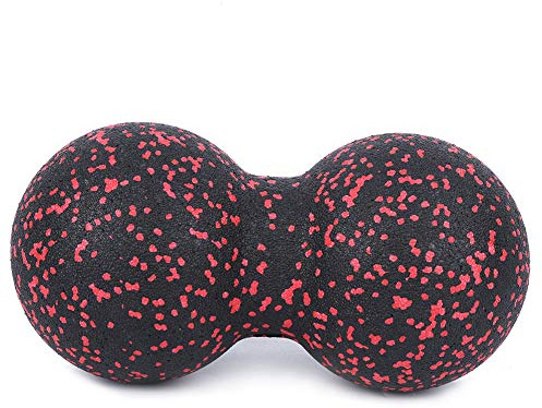 Palla da massaggio alle arachidi 24x12 cm, massaggiatore sportivo Palla da yoga fitness Palla da massaggio doppia lacrosse per rilascio miofasciale Rilassatore muscolare Massaggio (Rosso e Nero)
