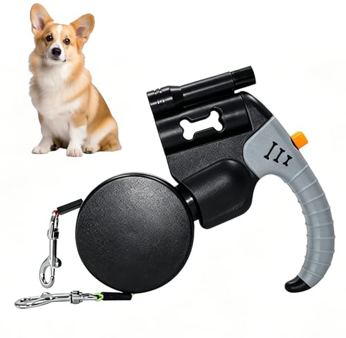 LUBEWISE Indragbara hundkoppel, hundkoppel dubbla koppel, 3 m rullkoppel hundkoppel med ljus, utdragbart koppel, 2 tuggbeständig kedja för 2 hundar, 360° roterbar anti-knutar för små, medelstora