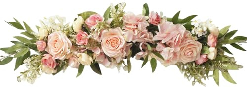 Swag di fiori di rosa artificiale, 25, 6 pollici di festoni decorativi con foglie, decorazioni per arco di nozze per lo sfondo del cartello di benvenuto di nozze, decorazione dello sfondo di ricevim