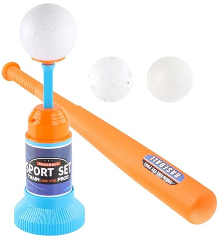 Tee Ball Set For Kids – 386 G ABS Foam Baseball Bat Set | 22.8 Inch Kids Baseball Training Toy – Batting Tee Ball Launcher Outdoor Sport Game For Boys Girls 3+ Years Use