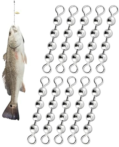 Cadena de cuentas para Pesca - Juego de Pesca Trolling de Bagre 10 Uds | 360° Rotary Fish Ballets Collar giratorios,Para Pesca En Tipo de pez, Perca, Trucha, Bagre Y Pesca De Agua Salada