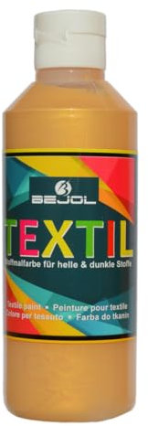 BEJOL 111208 - Textilfarbe gold 250ml - Stoffmalfarbe für helle und dunkle Stoffe
