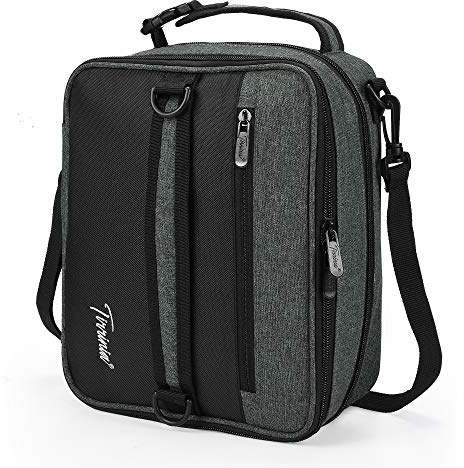 Tirrinia Expandable Insulated Lunch Bag for Men Women – Leakproof Reusable Cooler LunchBox for Kids & Adults with Shoulder Strap, Perfect for Work, School, Office, Travel,Charcoal