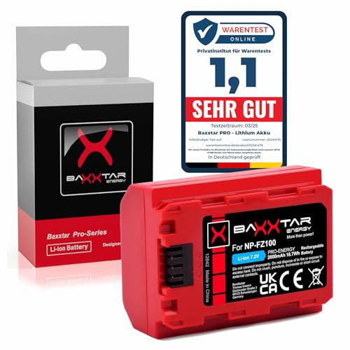 Baxxtar Pro Batteri för Sony NP-FZ100 FZ100 A7 A9 FX3 FX30, 2600mAh
