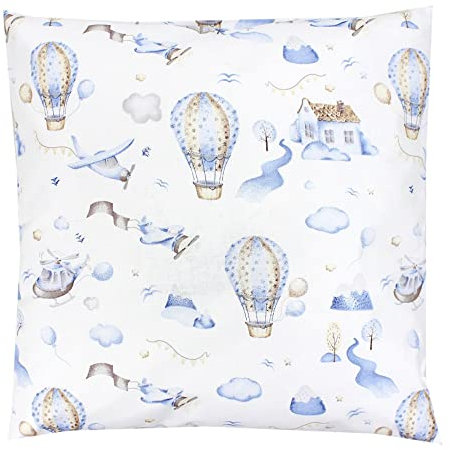 TupTam Kissenbezug Gemustert Bunte Kissenhüllen Dekokissen für Baby und Kinderzimmer, Farbe: Ballons/Blau, Größe: 80 x 80 cm
