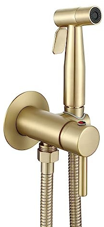 Ownace Concealed Bidet Mixer Spray Set for Hot and Cold Water, Brushed Gold Toilet Douche Muslim Bidet Shattaf Shower Kit Set
