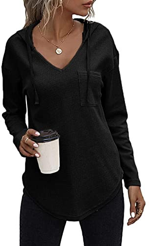 Cuptacc Jogginganzug Damen Pullover Damen Hoodie Kapuzenpullover Oversize Weich Mode Bequem Langarmshirt Fett Dünn Fit Sweatshirt Oberteile Schwarz L