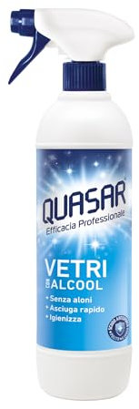 Quasar - Vetri con Alcool - Senza Aloni, Asciuga Rapido, Igienizza - 680 ml