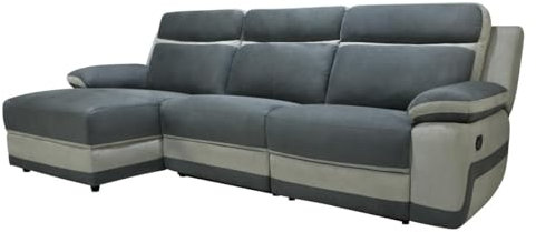 Vente-unique - Relaxsofa Ecksofa elektrisch - Ecke Links - Mikrofaser - Anthrazit & Hellgrau - TALCA