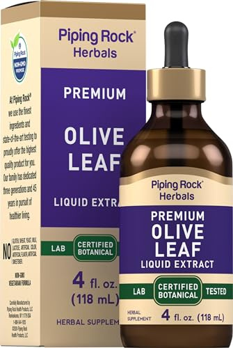 Piping Rock Olive Leaf Extract Liquid Drops | 4 Fl Oz | Alcohol Free Tincture | Herb Supplement | Olea Europaea | Vegetarian, Non-GMO, Gluten Free