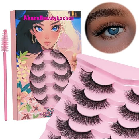 AKARA Ciglia Finte Naturali 7 Paia 3D Ciglia Finte False Eyelashes Visone Artificiale (3D-BN01)