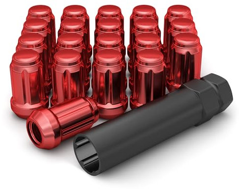 White Knight 3806RDT-20AM M12 x 1,25 rote 6 Spline-Radmutter mit Schlüssel, 20 Stück (für Aftermarket-Räder mit kleinerem Sitzdurchmesser von 2 cm)