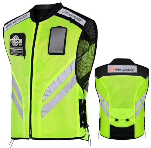 LVNRIDS Gilet de Sécurité Réfléchissant sans Manches pour Moto Homme Femme Jaune 3XL