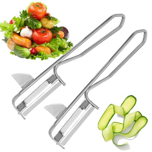 Kezidhp 2 Pezzi Pelapatate e Pelaverdure, Pelasparagi con Lama in Acciaio Inox, Pelacetrioli, Sbucciaverdure per Frutta e Verdura, Lavabile in Lavastoviglie