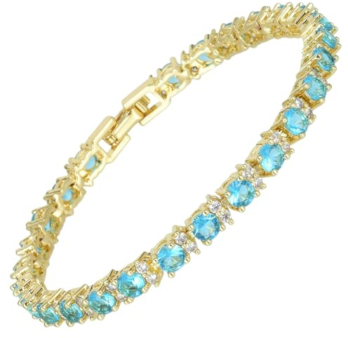 RIZILIA Eternity tennisarmband och rundskuren CZ i gult guldpläterad, 17,78 cm
