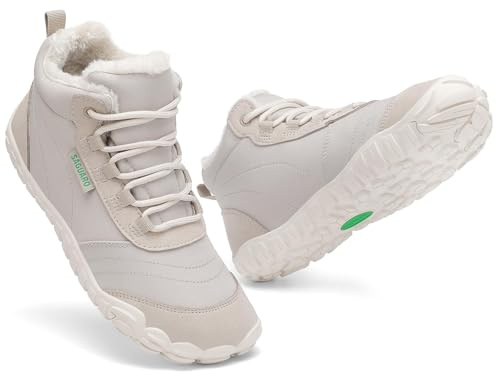 SAGUARO Mujer Invierno Barefoot Botines Cálido Botas Nieve Impermeable Zapatos Invierno Calzado Minimalista, para Uso Diario, Senderismo, Montaña, Trekking Gris, Gr.40