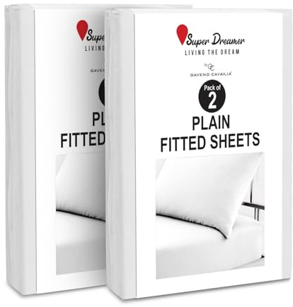 GC GAVENO CAVAILIA 2 Pack Fitted Sheet King Size - Deep Pocket 25cm - Microfiber Bed Sheet (152x203 cm) - Wrinkle & Fade Resistant - Elastic Corners - Breathable & Easycare Bottom Sheet - White