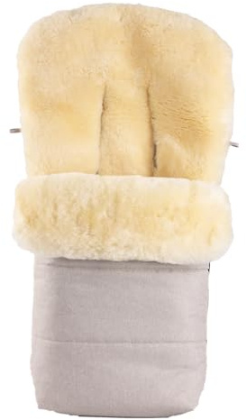 Merauno Saco de piel de cordero para cochecito de bebé, saco de piel de cordero, saco de abrigo para cochecito de bebé, impermeable, universal, 90 x 50 cm (beige)