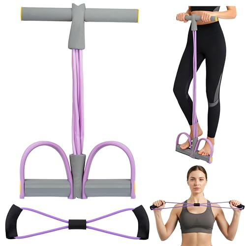 R HORSE Fitness Resistance Bands Set, Foot Operated 6-Tube Trainer and Figure-8 Resistance Bands, Thickened Anti-Slip for Home Gym Use, Multi-Function Stretch & Unisex Strength Training(Purple)