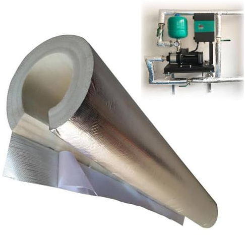 100cm Isolation Tuyaux Tubes En Mousse, Manchon D'isolation En Aluminium Auto-adhésive Antigel/Ignifuge Pour Tuyau D'eau De Chauffage(114.0mm*30mm*1.0m)
